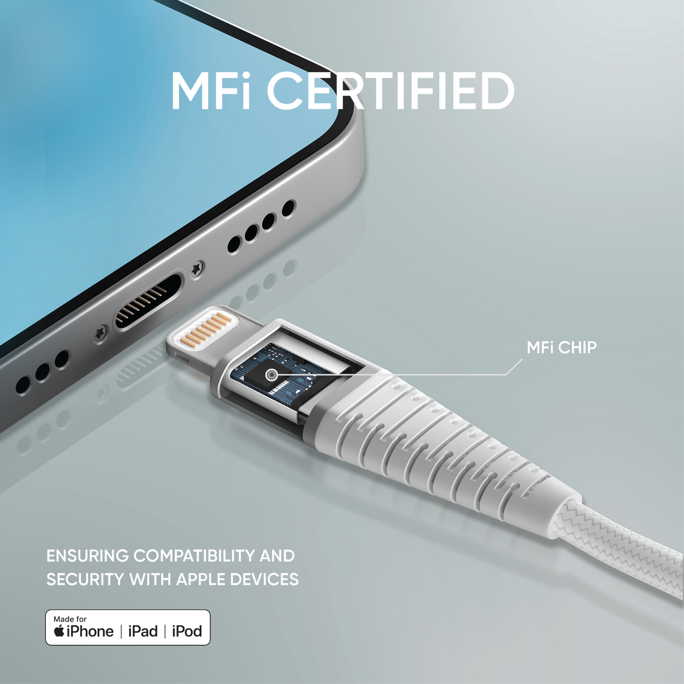 OnlyCables Premium USB-C to Lightning Cable 6FT for iPhone and more - [Apple MFI Certified] Highly Durable Kevlar Core and Hercules Connectors®
